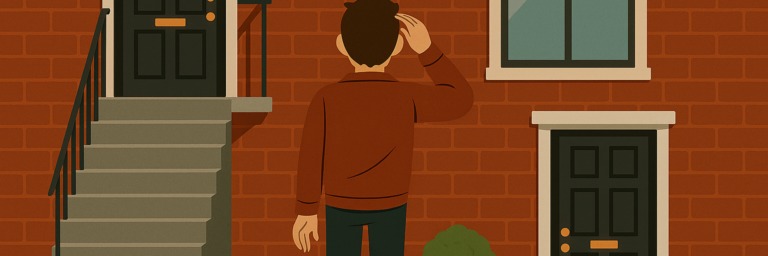 man confused about entry to building