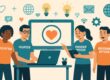 nonprofit volunteers and program officers enjoy technology progress